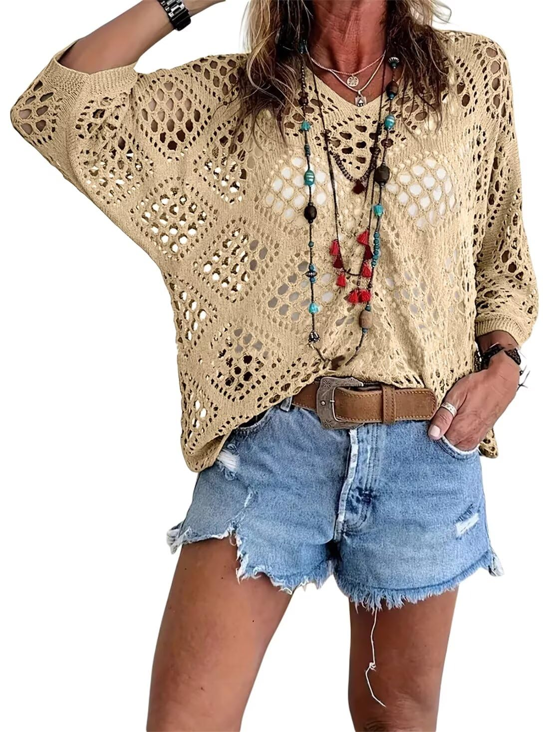 ⏰ Hot Seller — Almost Gone 49% OFF Today Only🔥 | Women’s Boho Crochet V-Neck Top