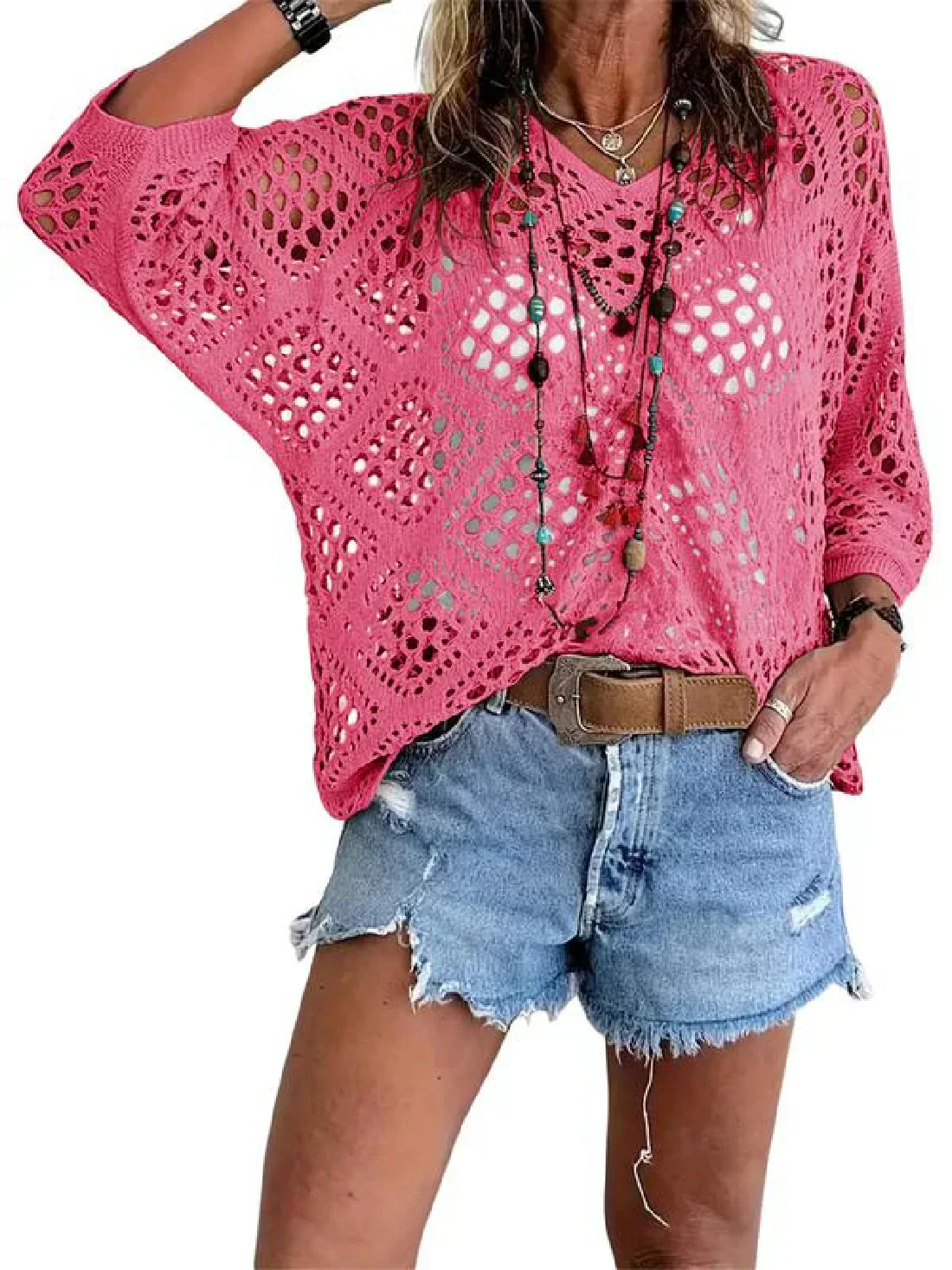 ⏰ Hot Seller — Almost Gone 49% OFF Today Only🔥 | Women’s Boho Crochet V-Neck Top